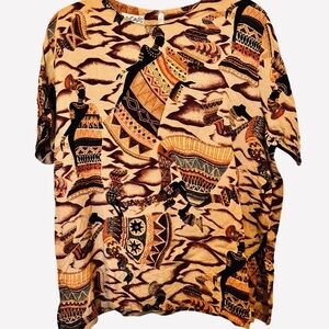 Vintage Tribal Print Top with African Design